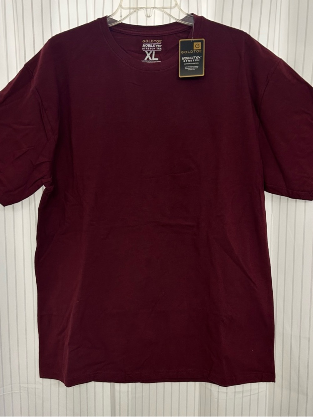 GoldToe Mens XL Mobility FX Stretch Short Sleeve Cotton T Shirt NWT Maroon
